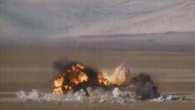 Test footage of an MK series bomb with a laser guidance kit