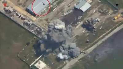 A MiG-29 fighter jet carried out an airstrike using 2 guided aerial bombs on a building and hangar with Russian drone operators and a fuel and ammunition depot in the Zaporizhia region. June 2025.