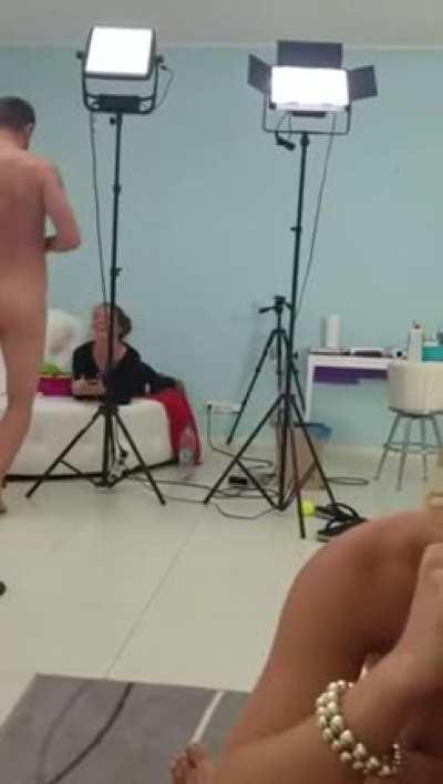 Some behind the scenes fluffing before a shoot!