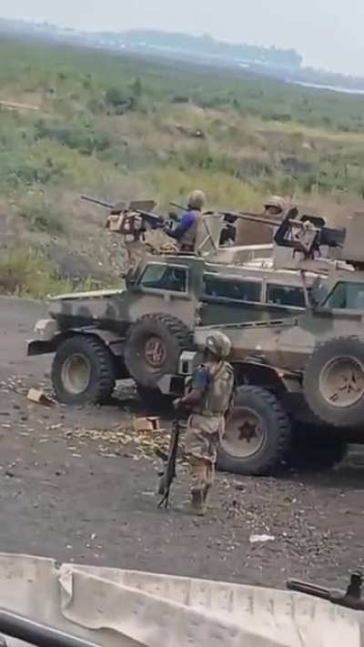 South African troops hold a defensive position outside Goma DRC, 26th January 2025