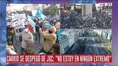 C5N saca del aire a manifestante: 