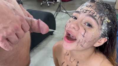 Cutie Gets Spit in Face on top of Premium Whore Treatment