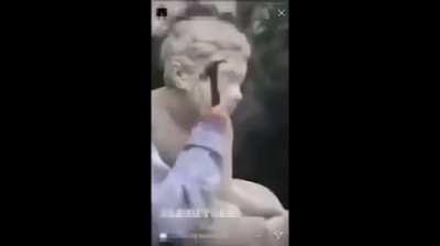 Stupid girl destroys 200 year old statue to post it on Instagram