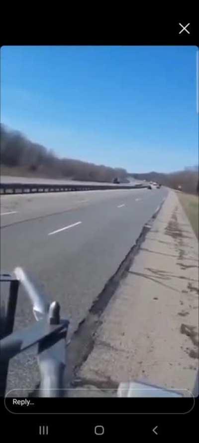 Idiot in truck let's turkey run onto highway