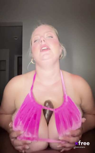 sexy blonde working a bbc in a tiny top 