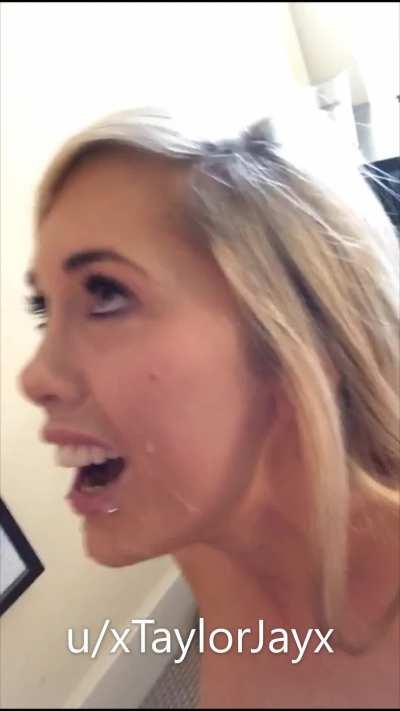 Enjoying being covered in cum