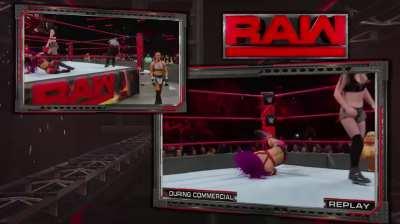 Mandy Rose and Sonya Deville messing with Sasha Banks as Paige dominates her