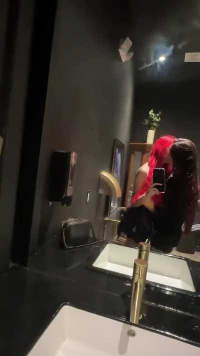 Making out in the restroom