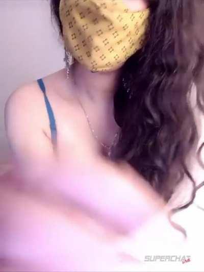 Horny girl teasing her milky boobs[18+]