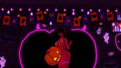 Witchy succubus futa fucks pumpkin for halloween