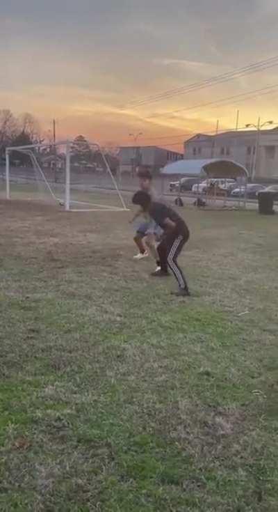 Kid in black was acting hard