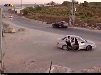 Palestinian tries to throw a molotov (technically in a car)