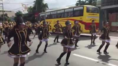 This guy is really enjoying the marching band