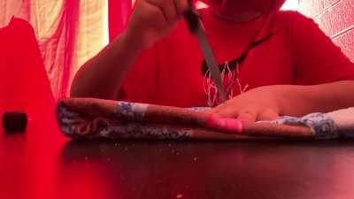 5 finger fillet blind folded