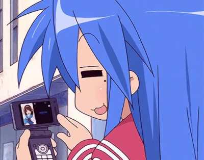 Konata and her really cool phone.