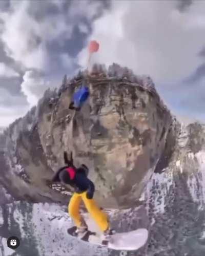Snowboarding right into a skydive.
