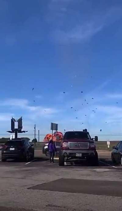 B-17 bomber mid air collision just now in Dallas.