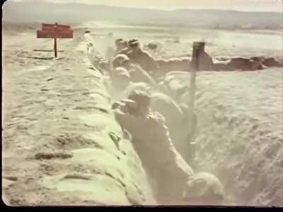 Color footage of atomic bomb tests with active duty military personnel at Camp Desert Rock, Nevada Test Site. Many soldiers who were present were exposed to high levels of radiation, 1950s