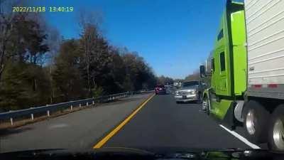 Why is that semi slowing down? ... OH