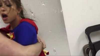 villian manhandles heroine in a Bearhug and presses her ass against bars, ultimately defeating her