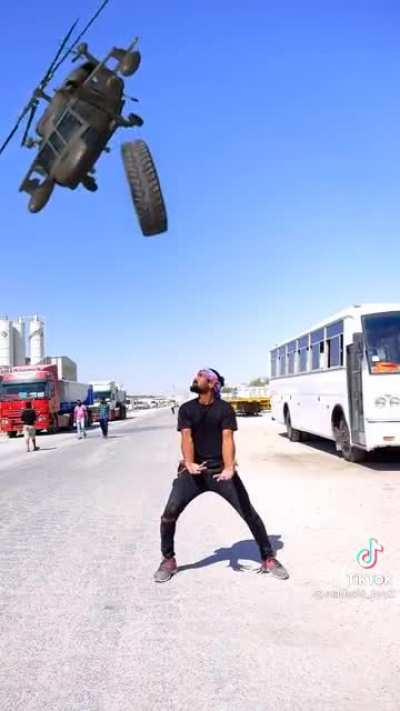 Hero saves us from evil helicopter