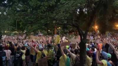 Moms at the Portland protest before they were tear gassed and shot at by feds