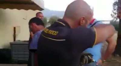 An Italian firefighter getting a little emotional after rescuing a tiny kitten