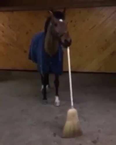 Este é Joaquim. Ele está limpando seu curral. Diga oi para Joaquim.