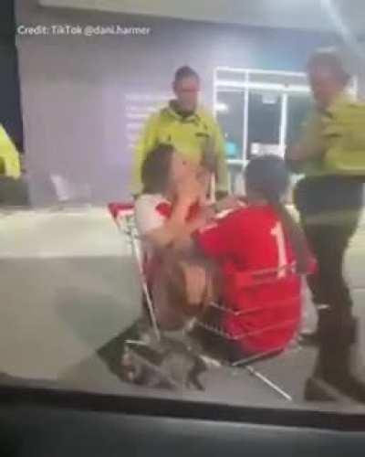 Girl get stuck in trolley