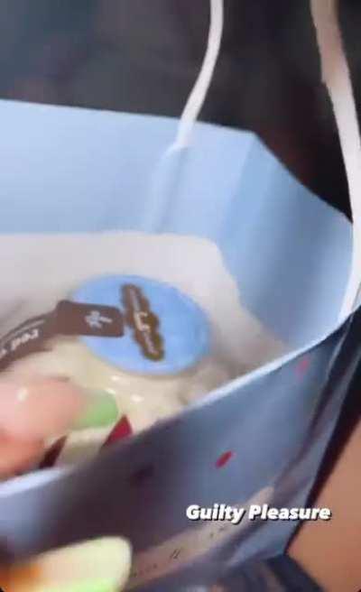 move the bag so we can see our guilty pleasure