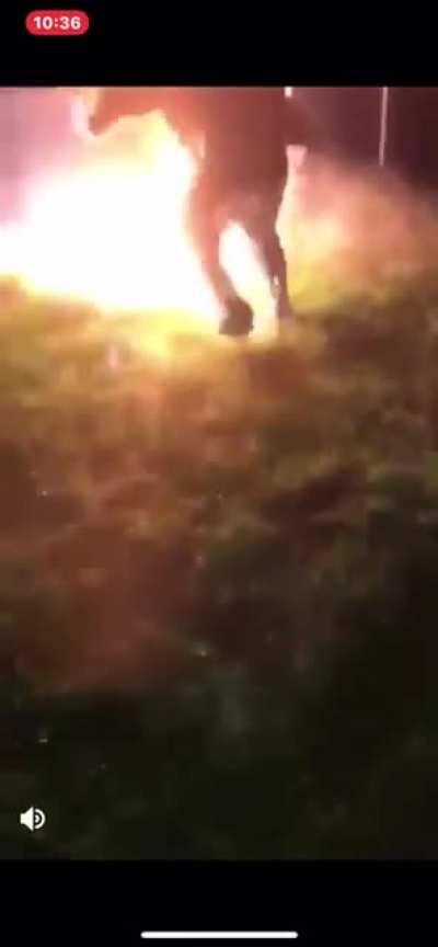 Running through fire trying to be a badass