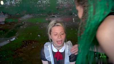 [PART 2] Britney and Gwen started the lesdom session by making Astra their spit dumpster