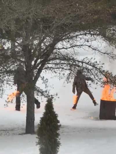 Saw the neighbor kids playing with fire, so I pulled out my phone.