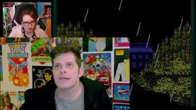 Mike can be heard in the background of Erin's stream as he rages while playing Fester's Quest