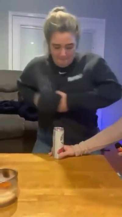 HMC while I crush this can with my tit