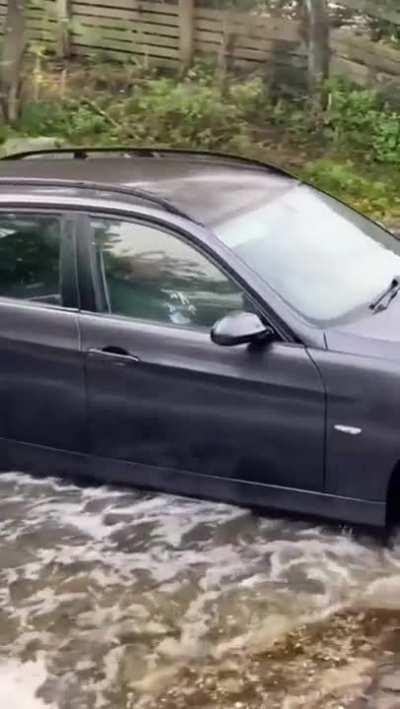 Dude just found out that his car is not waterproof