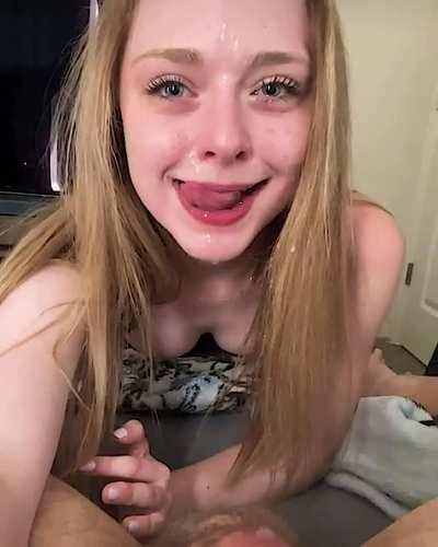 Cute young amateur girl taking a beautiful facial