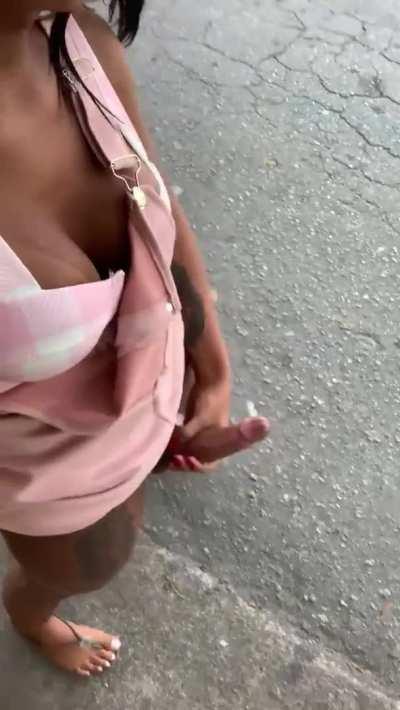 Latina Trans Masturbating by the Road