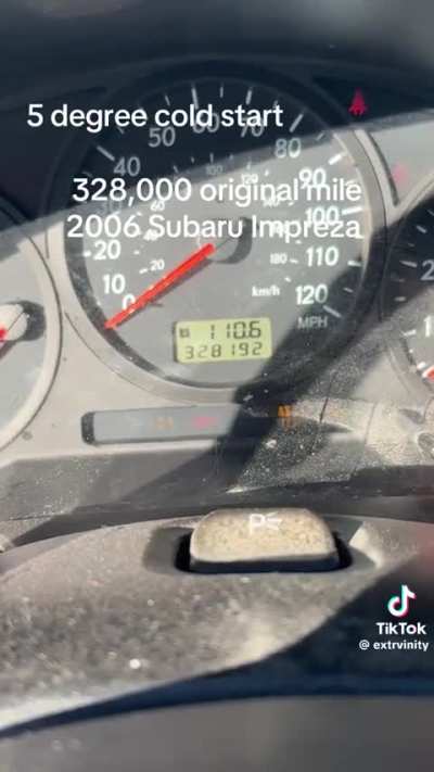 Old Subaru does a cold start in 5 degree weather