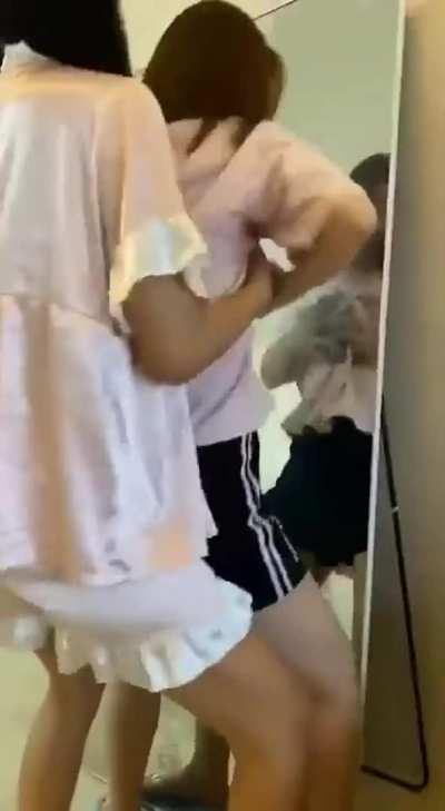 Asian girls playing.