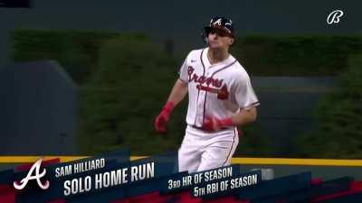 [Highlight] [Braves] Sam Hilliard hits his second home run of the game, this time 458 feet.