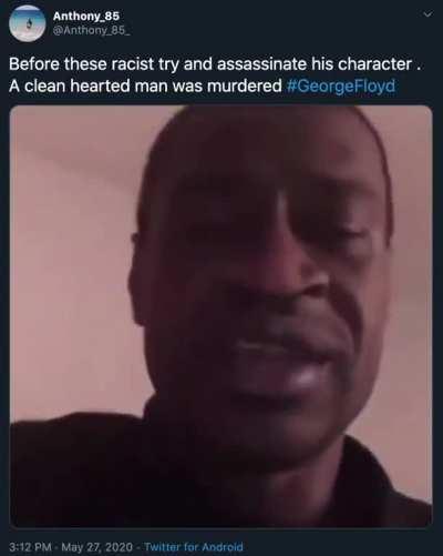 Before the media even thinks about it: George Floyd was a man of character. Here he is speaking out against gun violence and anyone glorifying it.