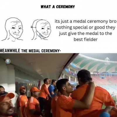 The medal ceremony looks fire