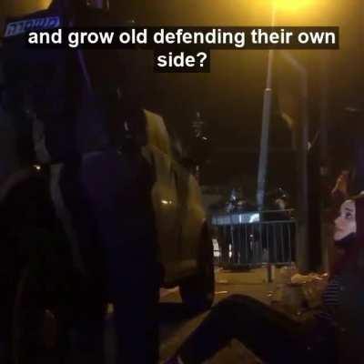 Arrested Palestinian girl Mariam Al-Afifi attempts to reason with the oppressor