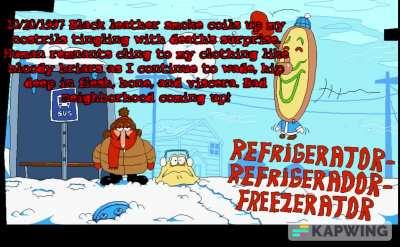 Pizza Tower title cards but with POSTAL 1 ambience and loading screen text (full)