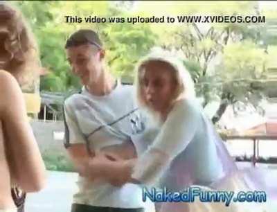 She uncovers the bottles with her bra and surprises her buyers with her big tits!