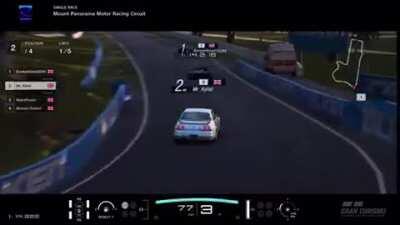 GT Sport rendering glitch - I was driving a Super Formula like the rest of the lobby, but for my friend it rendered an R33 😂