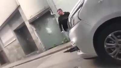 Man gets knocked out after blocking a car