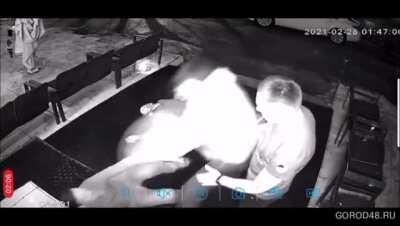 Fight next to karaoke bar