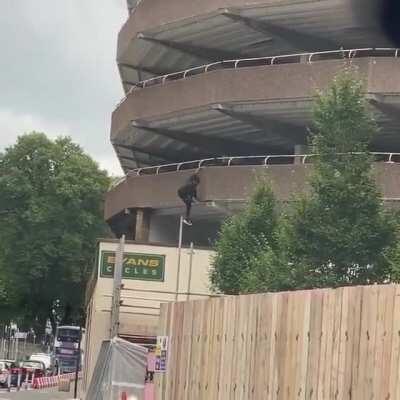 They call it parkour.. I call it suicide attempt